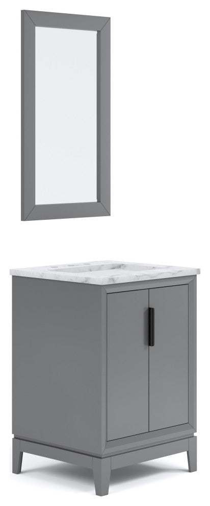 Elizabeth 24" Single Sink Carrara White Marble Vanity, Cashmere Gray