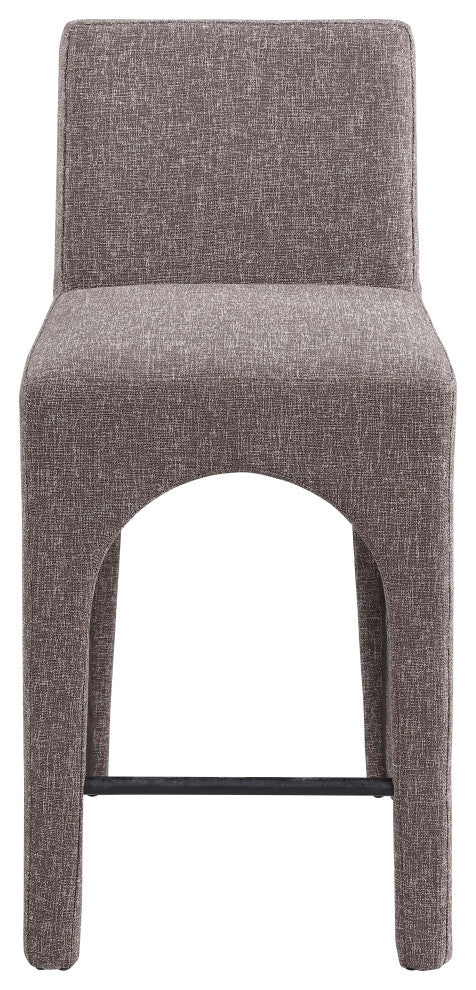 Gramercy Linen Textured Fabric Stool, Brown