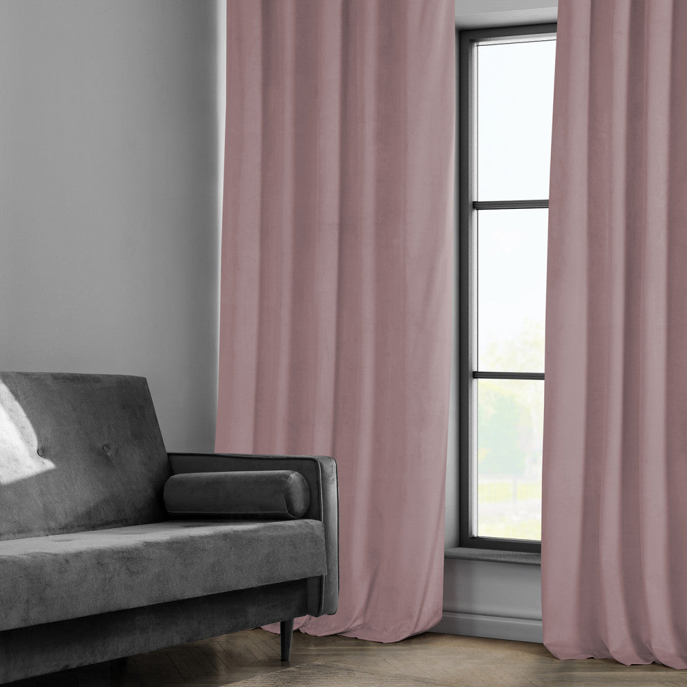 Heritage Plush Velvet Curtain Single Panel, Ballet Pink, 50"x84"