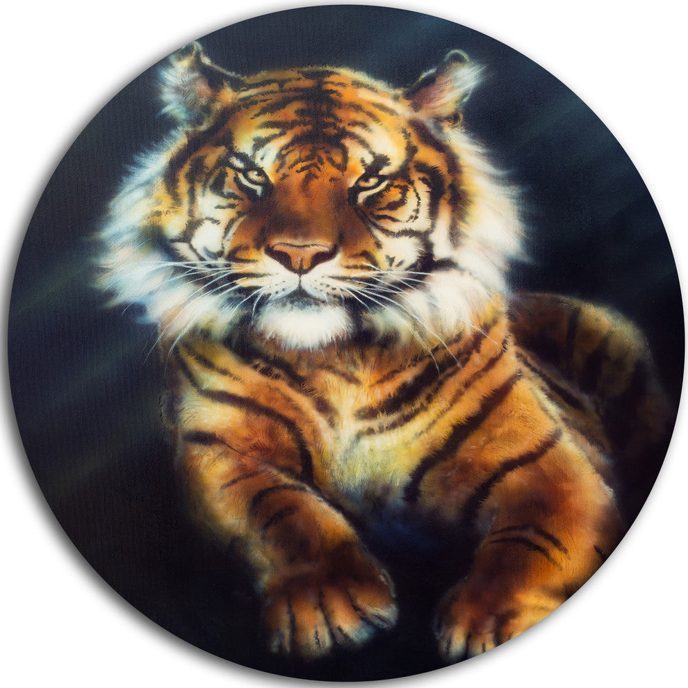 Mighty Tiger, Animal Round Metal Wall Art, 23"