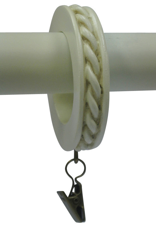 1 3/4" Rope Designer Curtain Rings, Ivory, Set of 14