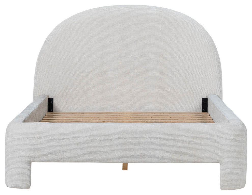 Nina Upholstered Platform Bed, Beige, Queen