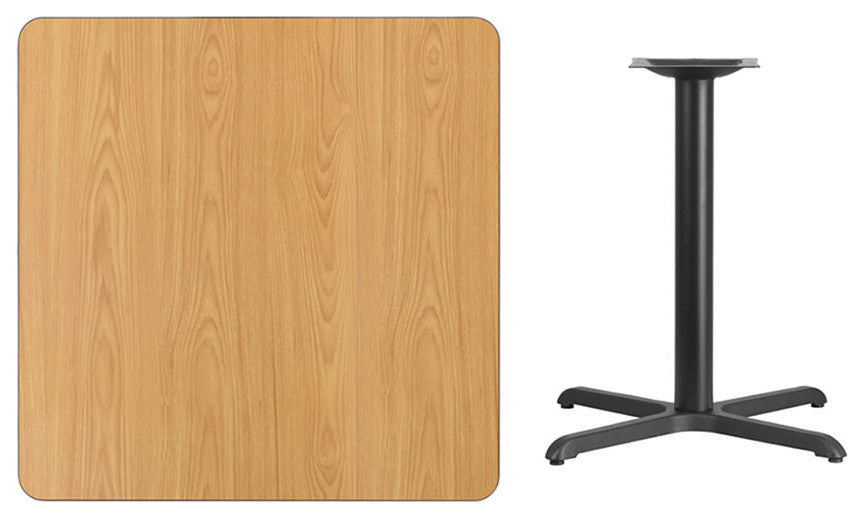 36" Square Natural Laminate Table Top With 30"x30" Table Height Base