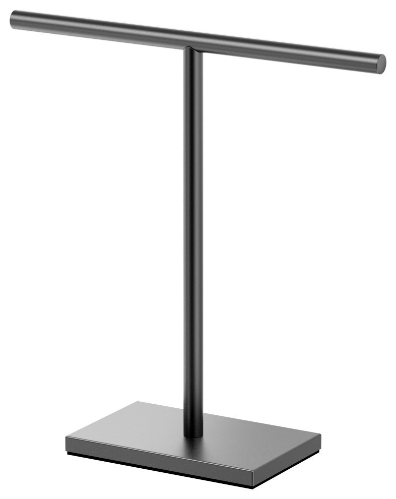 Rectangle Base T-Shape Hand Towel Holder, Matte Black