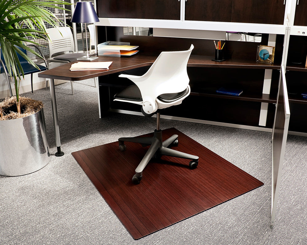 Jovert Bamboo Roll-Up Chair Mat, Dark Cherry, No Lip, 42"x48"