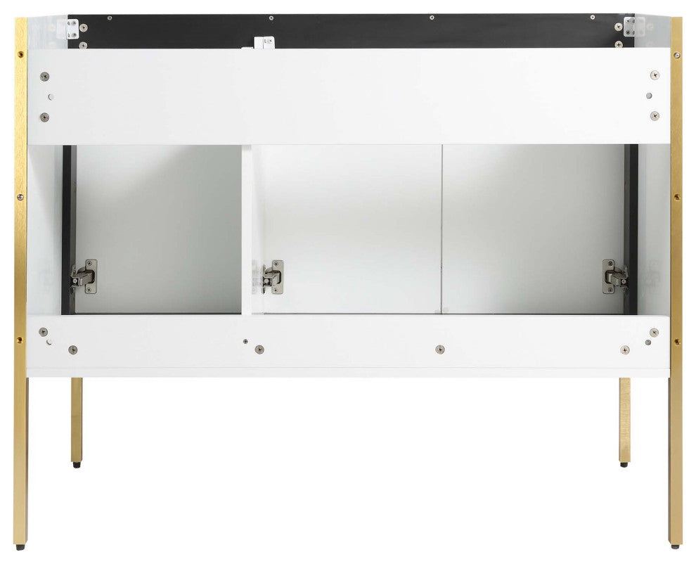 Oakville Bath Vanity, Ceramic Sink, White Matte, 42 Inch, Satin Brass Hardware