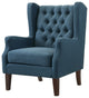 Irwin Linen Button Tufted Wingback Chair, Blue