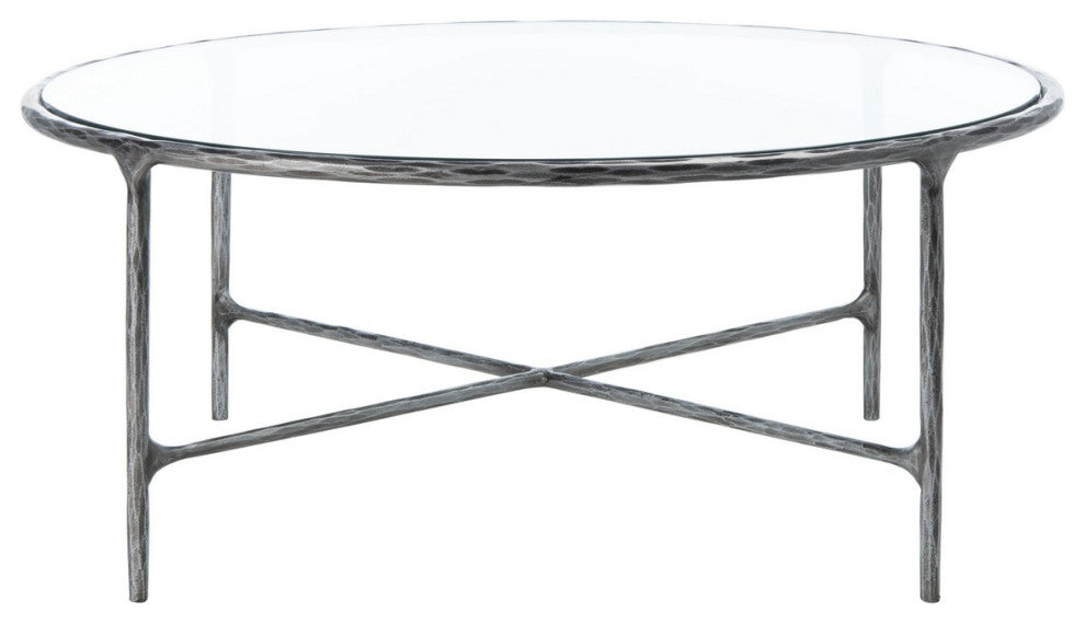Safavieh Couture Jessa Round Metal Coffee Table, Silver