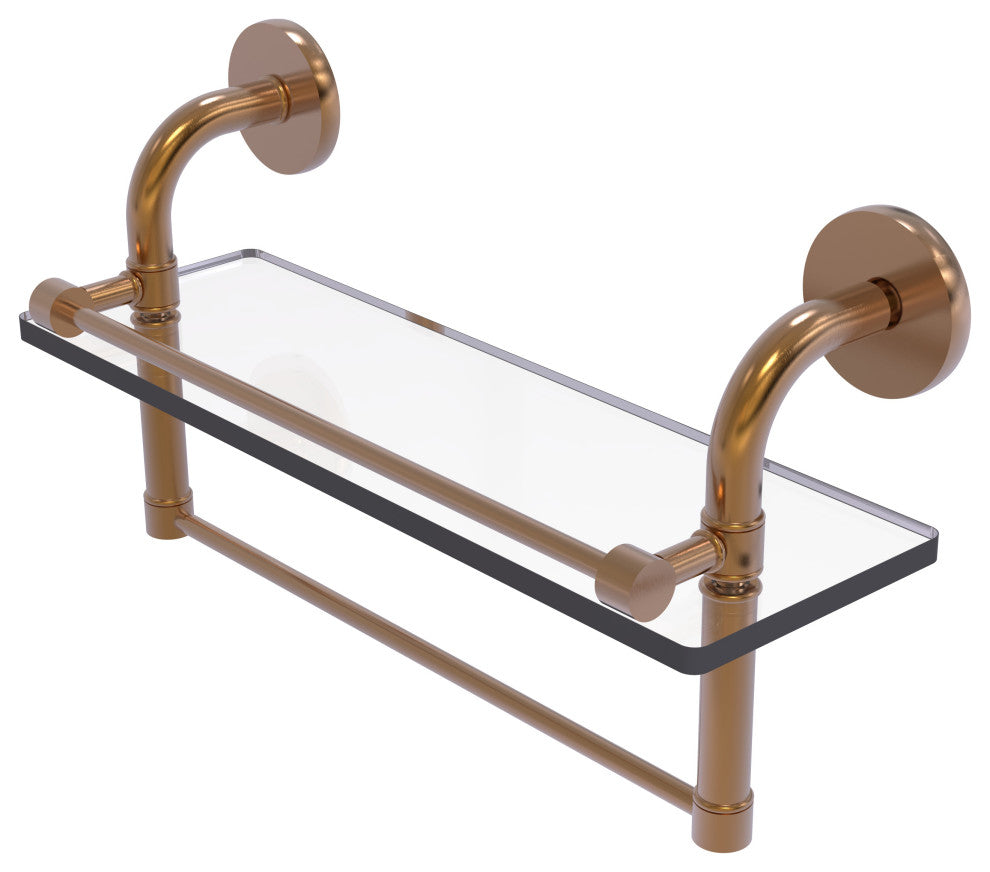 Remi 16" Gallery Glass Shelf with Towel Bar, Brushed Bronze