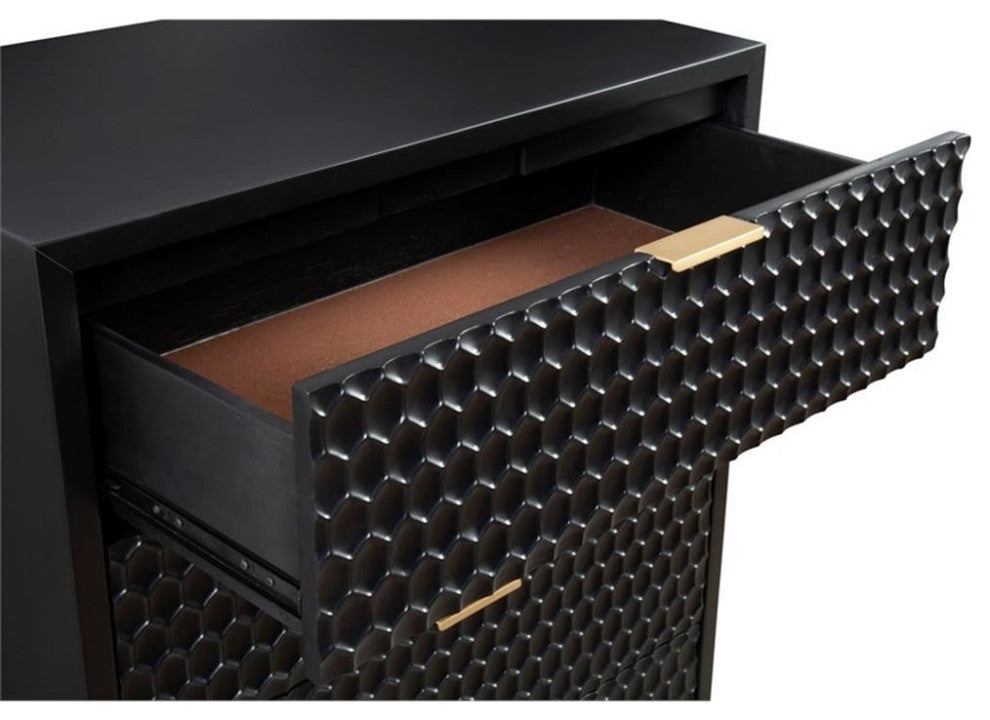 Origins by Alpine Black Pearl Five Drawer Wood Chest in Black