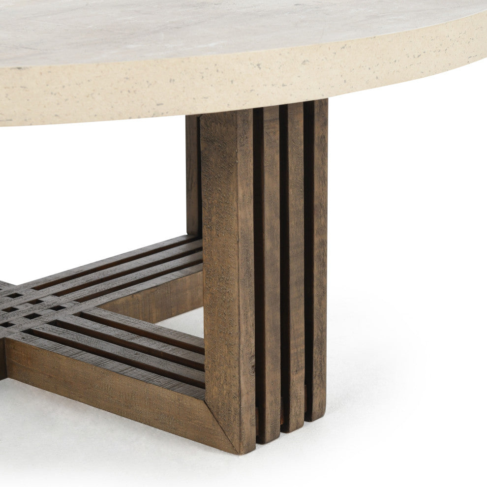 Aspen 47" Round Coffee Table, Distressed Brown