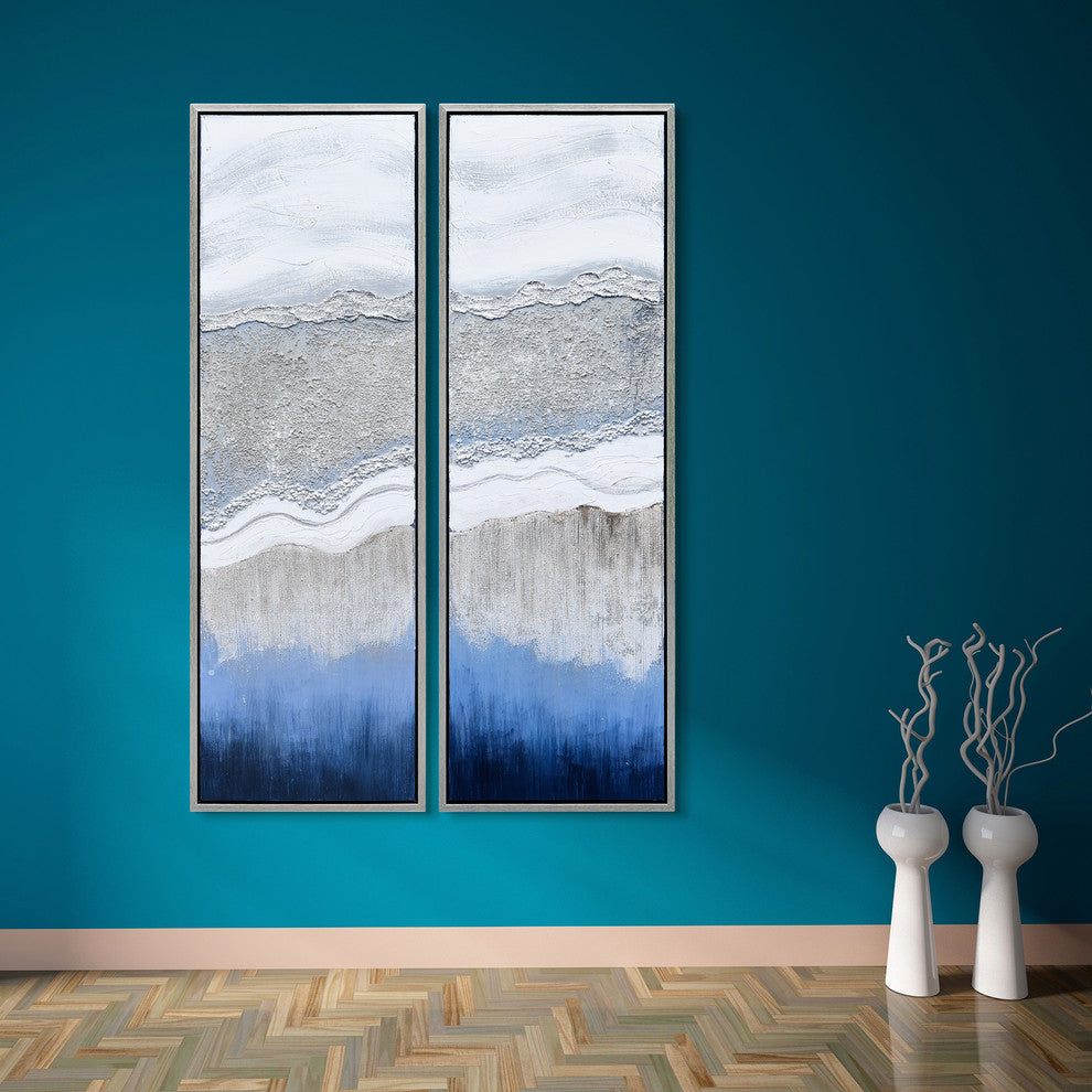 Sand Art Textured Metallic Hand Painted Wall Art Abstract Diptych Set