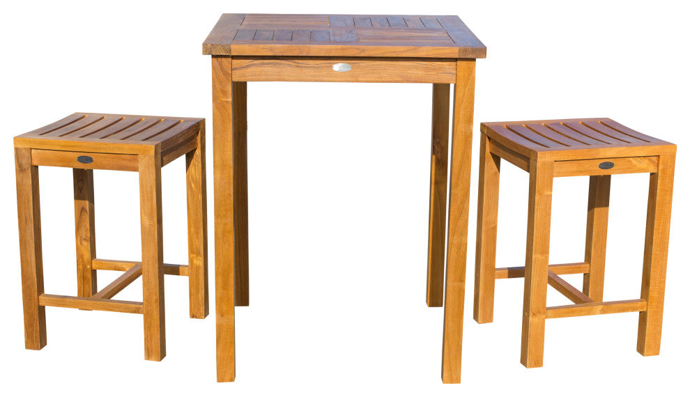 Teak Wood Seville Outdoor Patio Counter Height Bistro Table, 27"