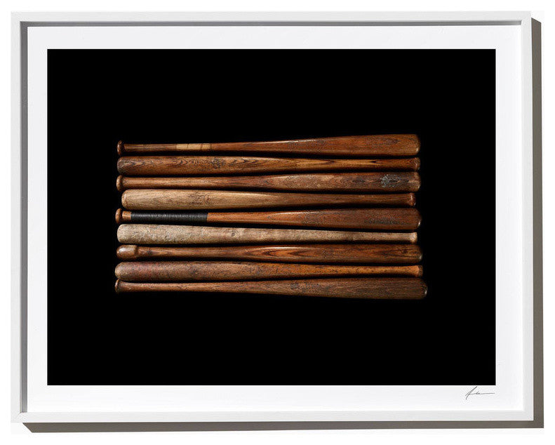 Vintage Baseball Bats, Photograph, 14''x18'', White Frame