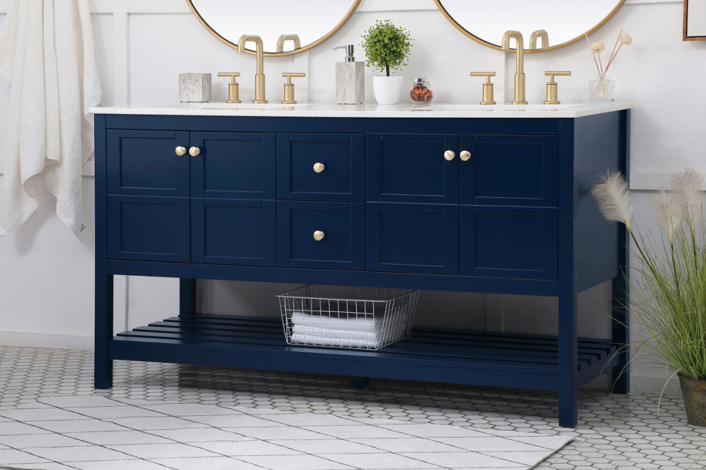 Tucker Blue 60" Double Sink Bathroom Vanity