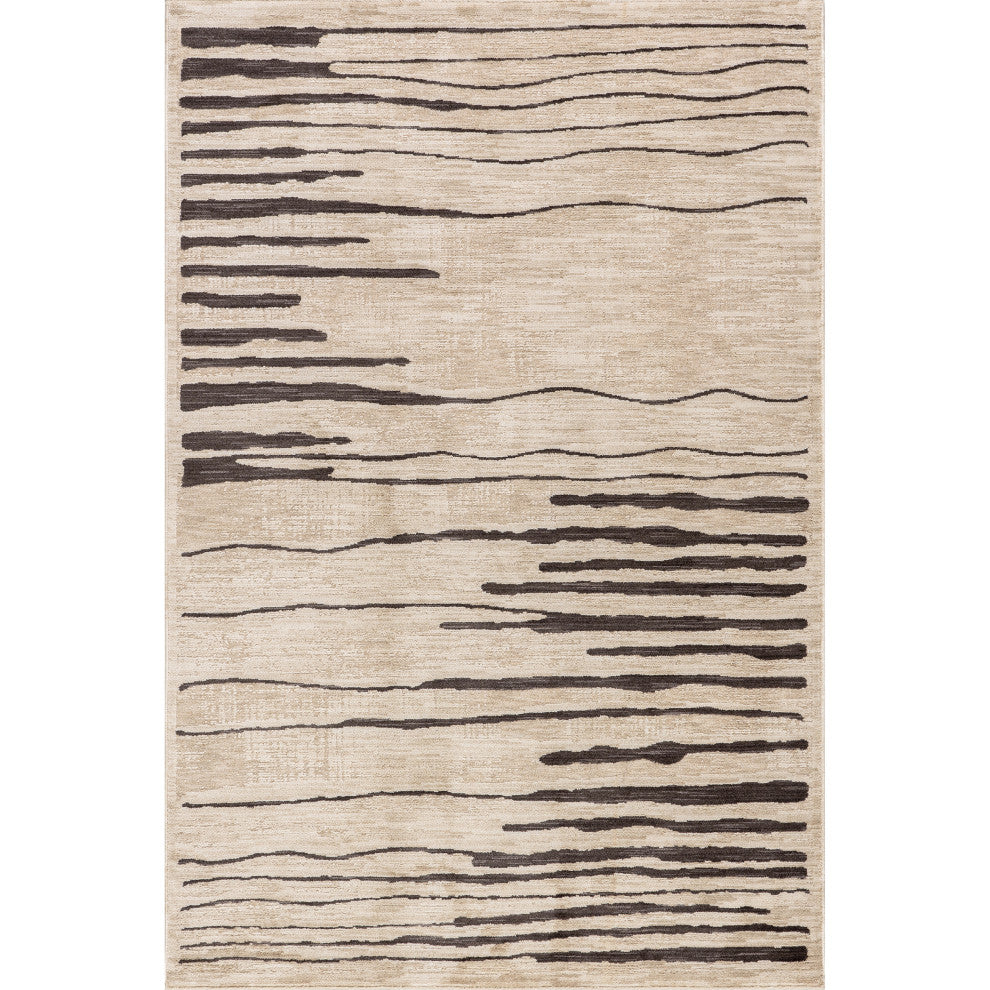 Eufemia Contemporary Abstract Area Rug, Beige 4'x6'