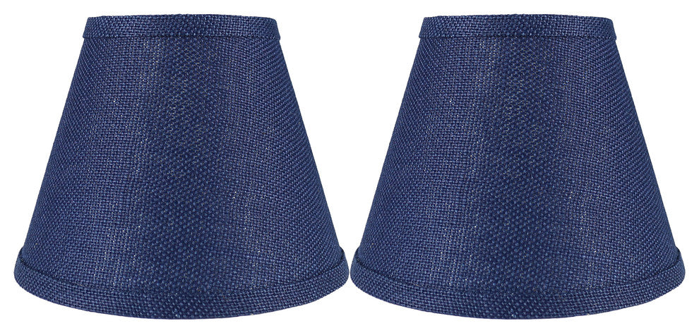 Hardback Faux Silk Coolie Lamp Shade, 5x9x7", Cream, Navy Blue Burlap, Single