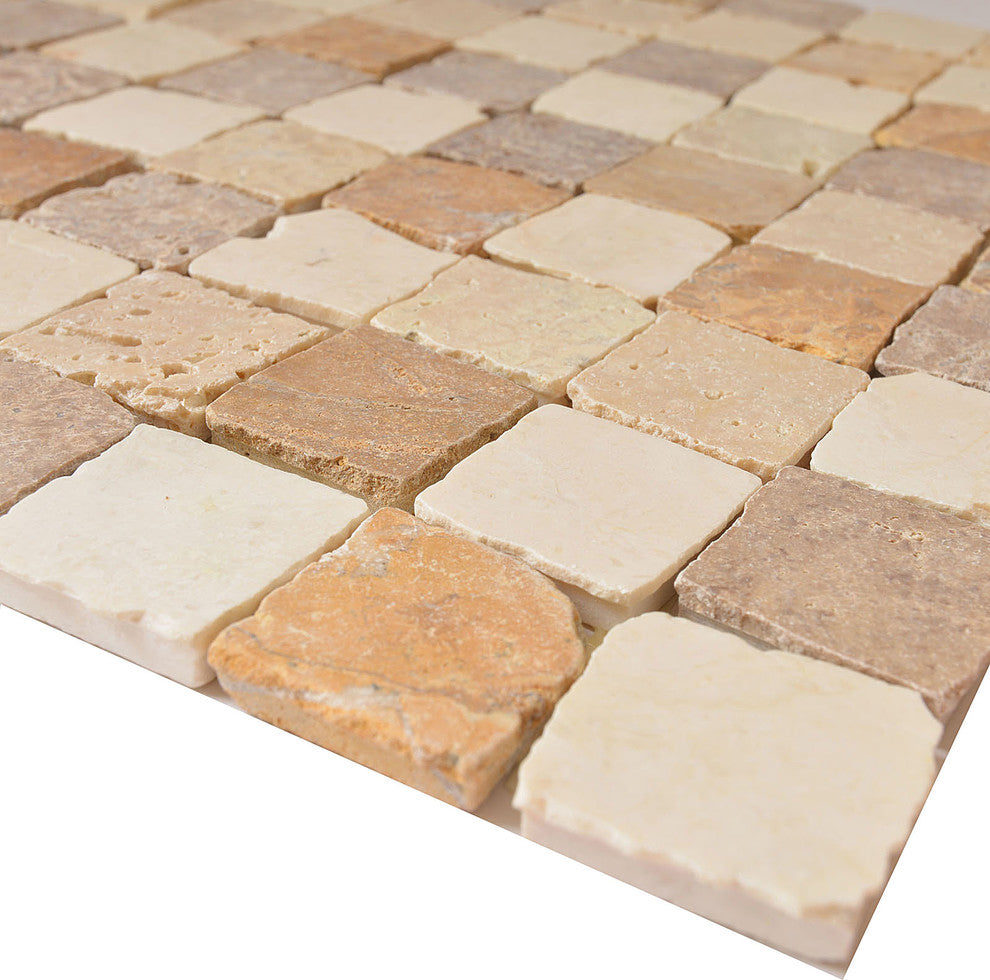 Marble Mosaic Tile Rabat, 12"x12" Sheets, Set of 5
