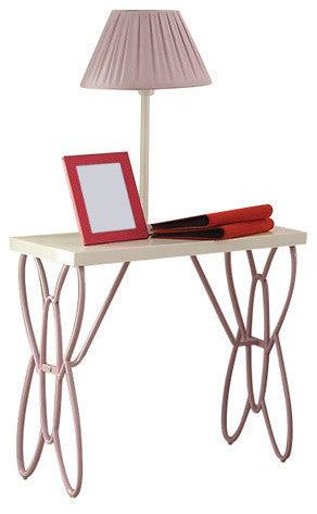 Priya II Nightstand, White and Light Purple
