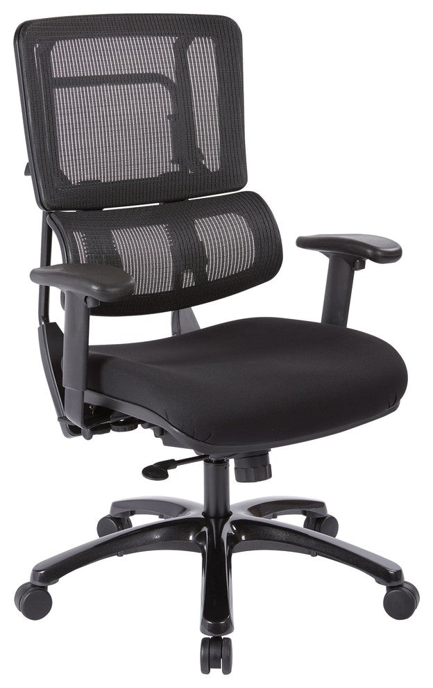 Vertical Black Mesh Back Chair With Shiny Black Base