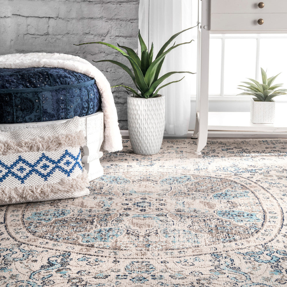 Nuloom Floral Encompass Mandala Area Rug, Beige 4'x6'