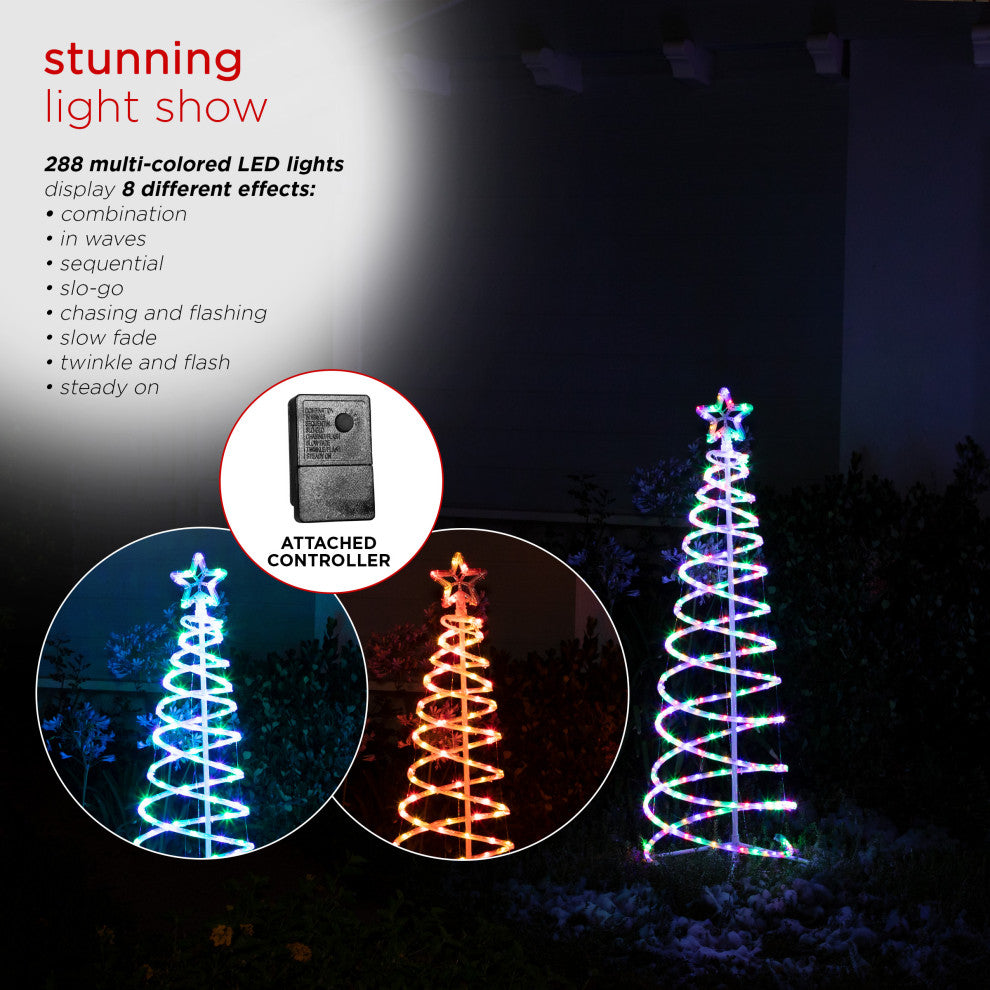 Spiral 5 Foot Christmas Tree with Multicolor LED Lights