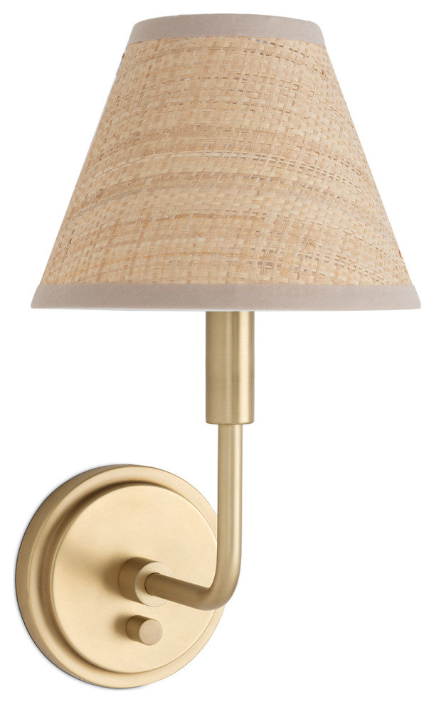 Polly Sconce Single, Natural Brass With Rattan Shade