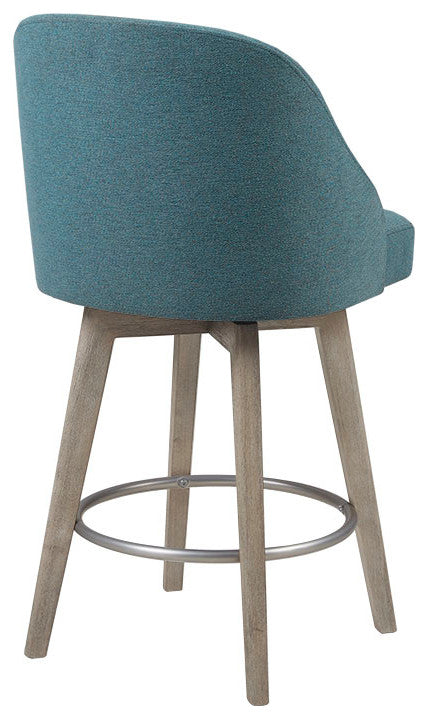 Madison Park Pearce Swivel Stool Barrel Style, Teal, 25.75" Counter Stool