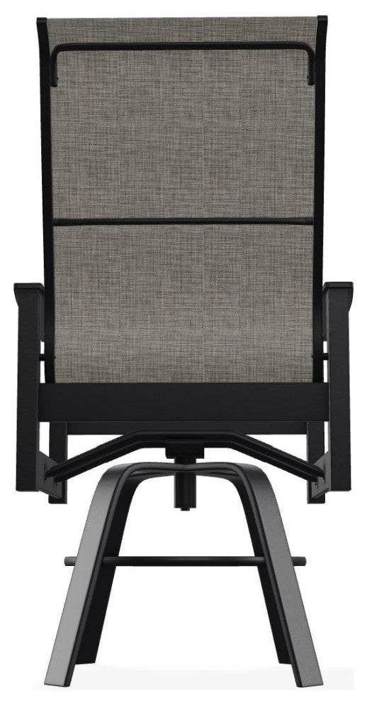 Leeward Sling Balcony Height Outdoor Swivel Armchair, Storm/Black