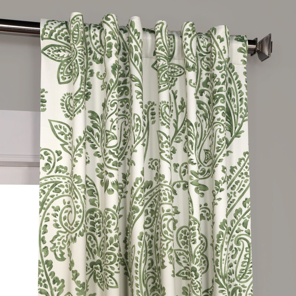 Tea Time Blackout Room Darkening Room Darkening Curtain Pair, Green, 50"x96"
