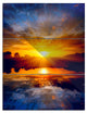 "Bright Yellow Sunset Over Lake" Metal Wall Art, 3 Panels, 28"x36"