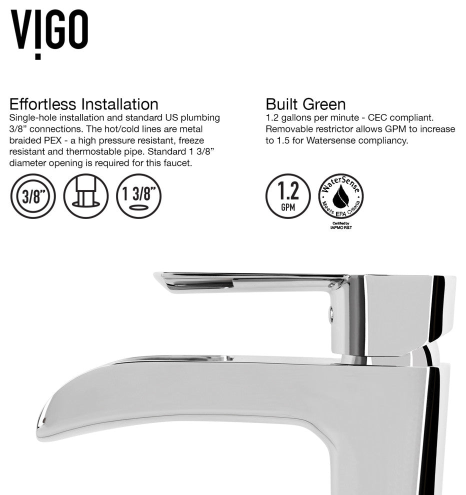 VIGO Niko 11" H Single Handle Single Hole Bathroom Vessel Faucet, Chrome