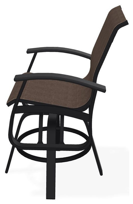 Belle Isle Sling Balcony Height Outdoor Swivel Chair, Mocha/Black