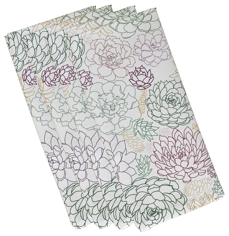 19x19", Opal Floral Print Napkin, Purple, Set of 4