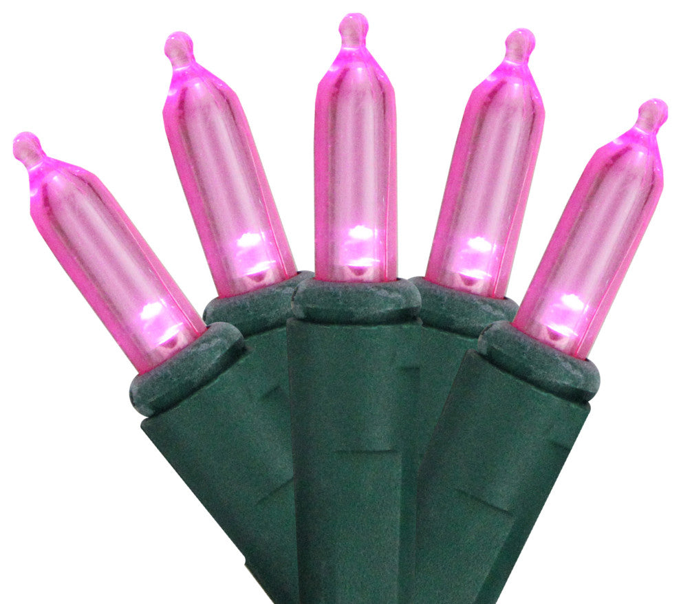 2'x8' Pink LED Net Style Tree Trunk Wrap Christmas Lights, Green Wire