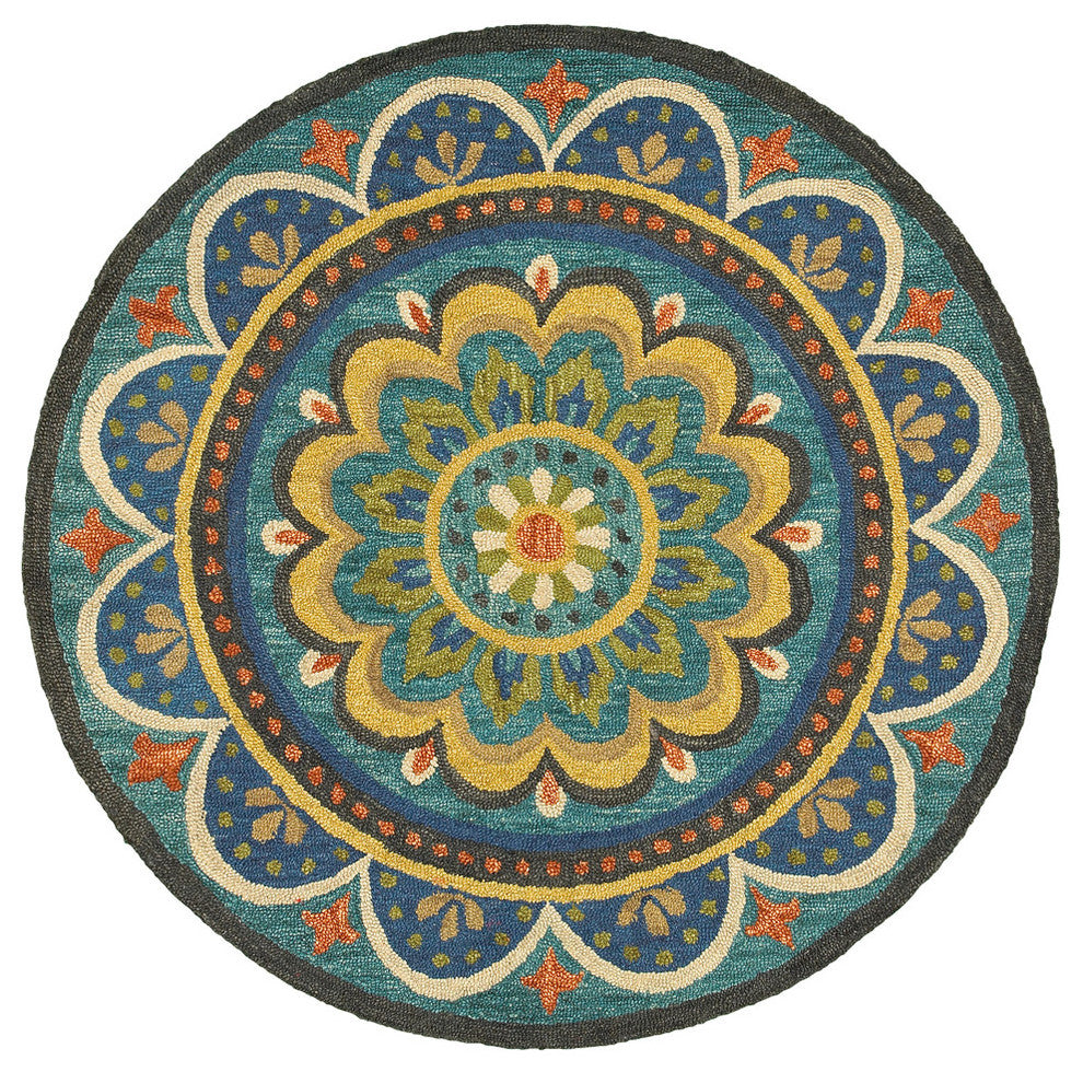 Floral Escape Mandala Area Rug, 4' Round