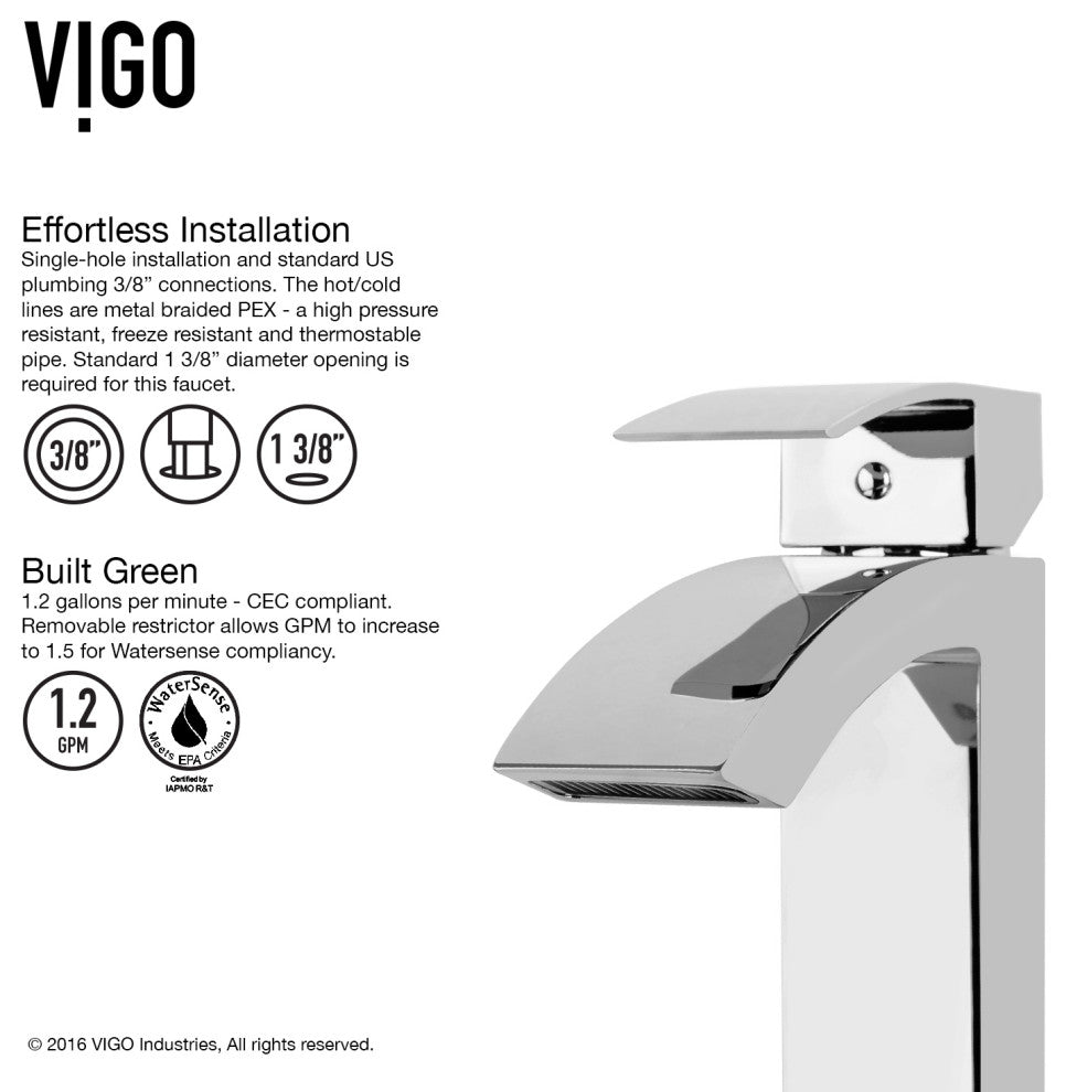 VIGO Satro 7" H Single Handle Single Hole Bathroom Faucet, Chrome