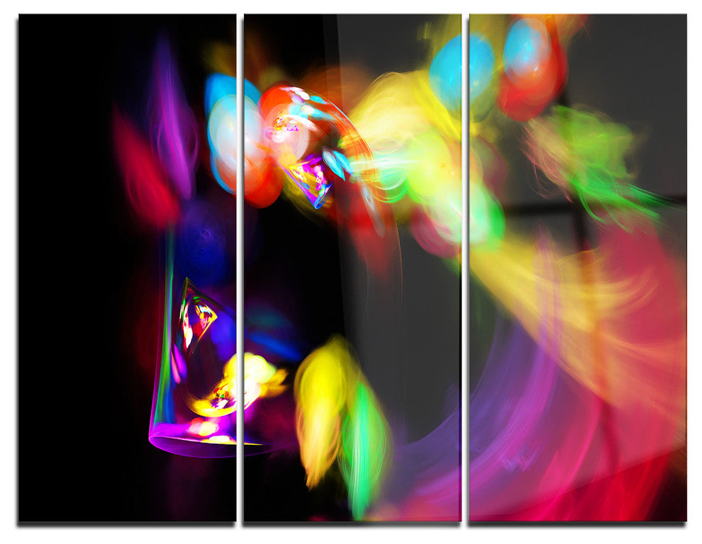 "Colorful Smoke Spiral" Digital Metal Wall Art, 3 Panels, 36"x28"