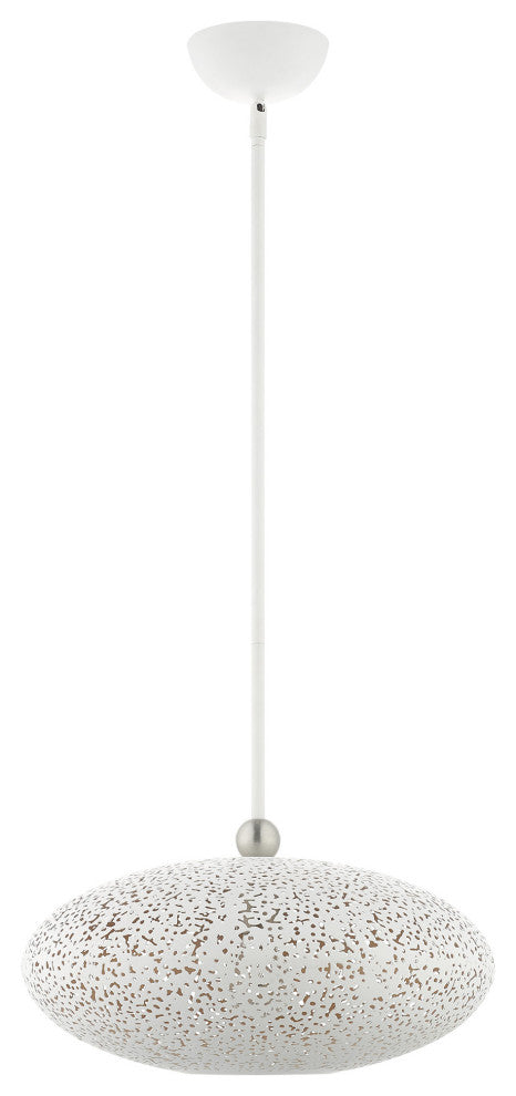 Livex Lighting Charlton 1 Light White With Brushed Nickel Accents Medium Pendant