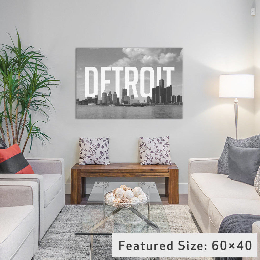 "Black and White Detroit" by 5by5collective, 26x18x1.5
