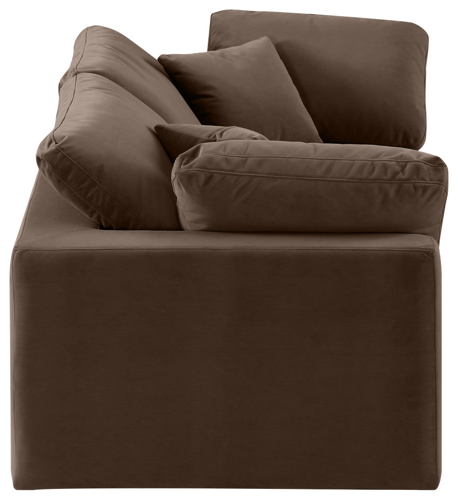 Comfy Upholstered Modular Sofa, Brown, 2-Piece: 2 Corner Chair, Velvet