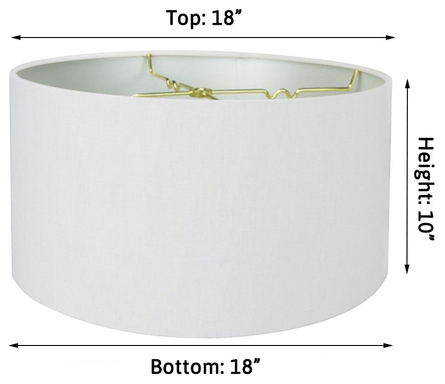 White Linen Shallow Drum Premiere Lampshade 18x18x10