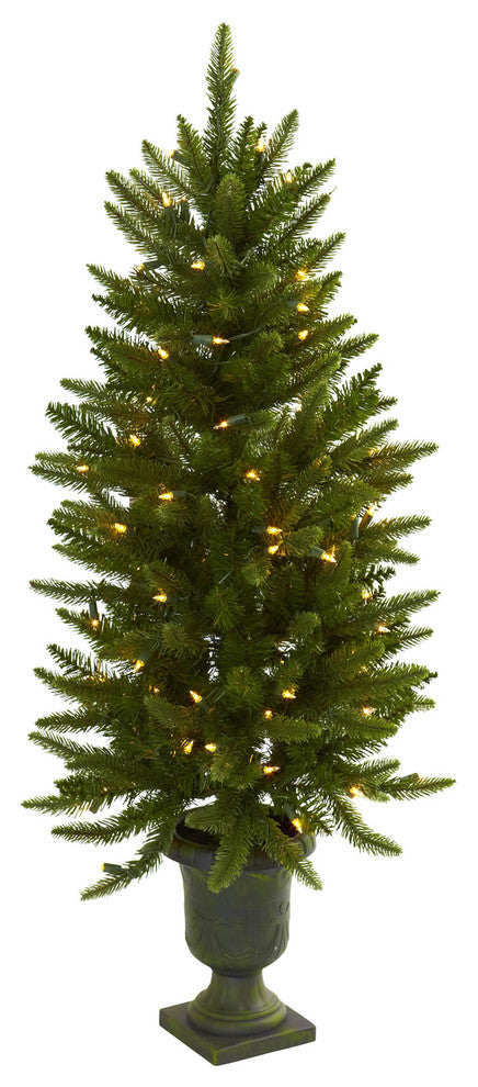 4' Christmas Tree With Urn and Clear Lights, Green