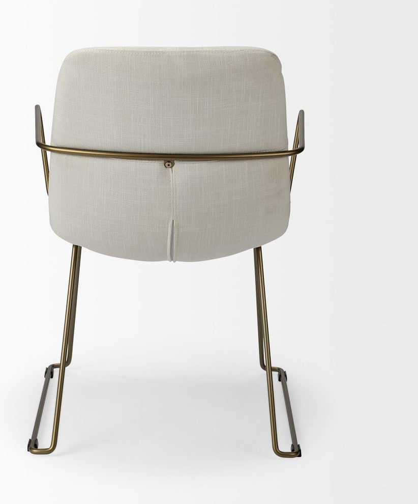 Sawyer Beige Fabric Wrap Seat With Gold Metal Frame Dining Chair