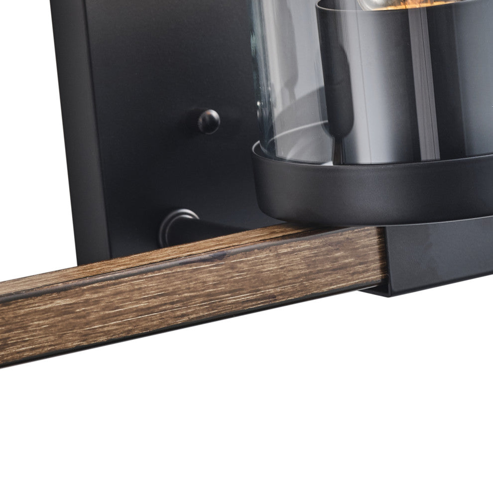 Farmhouse Black 3-Light Cylinder Clear Glass Vanity Light for Bathroom