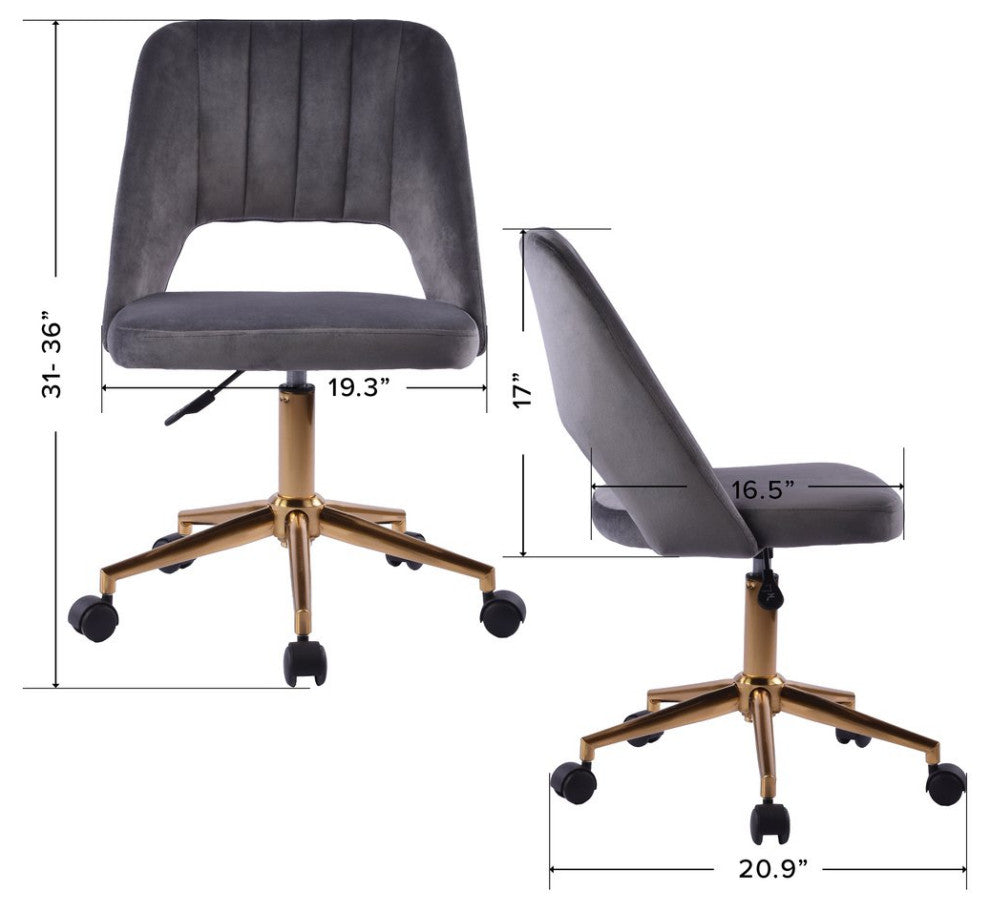 Maya Swivel Vanity Chair with 360 Degree Rotation, Dark Grey