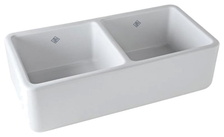 Rohl RC3719WH Shaws Original Single Basin Fireclay Apron Kitchen Sink, White