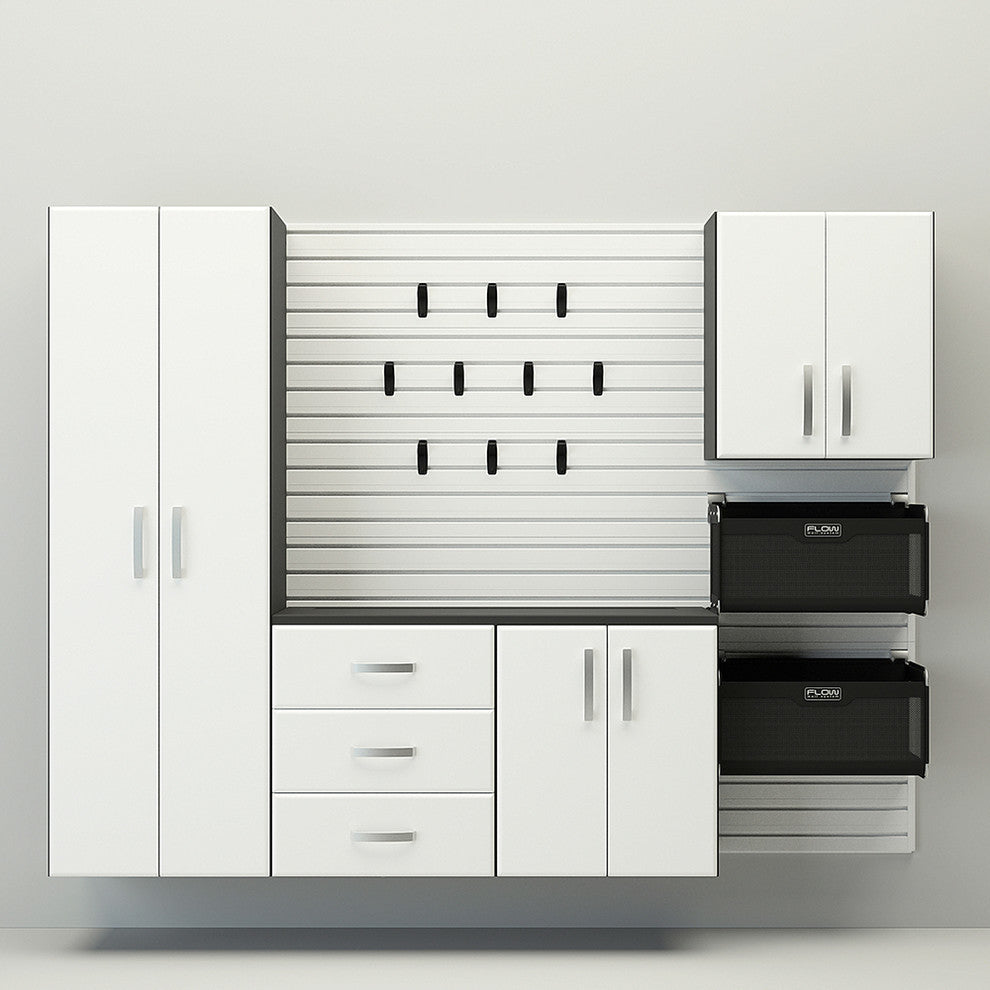6-Piece Deluxe Cabinet Set Professional Organization System, White