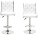 Modern Swivel Bar Stool With Crystals and "Tufted" Look, Set of 2, White