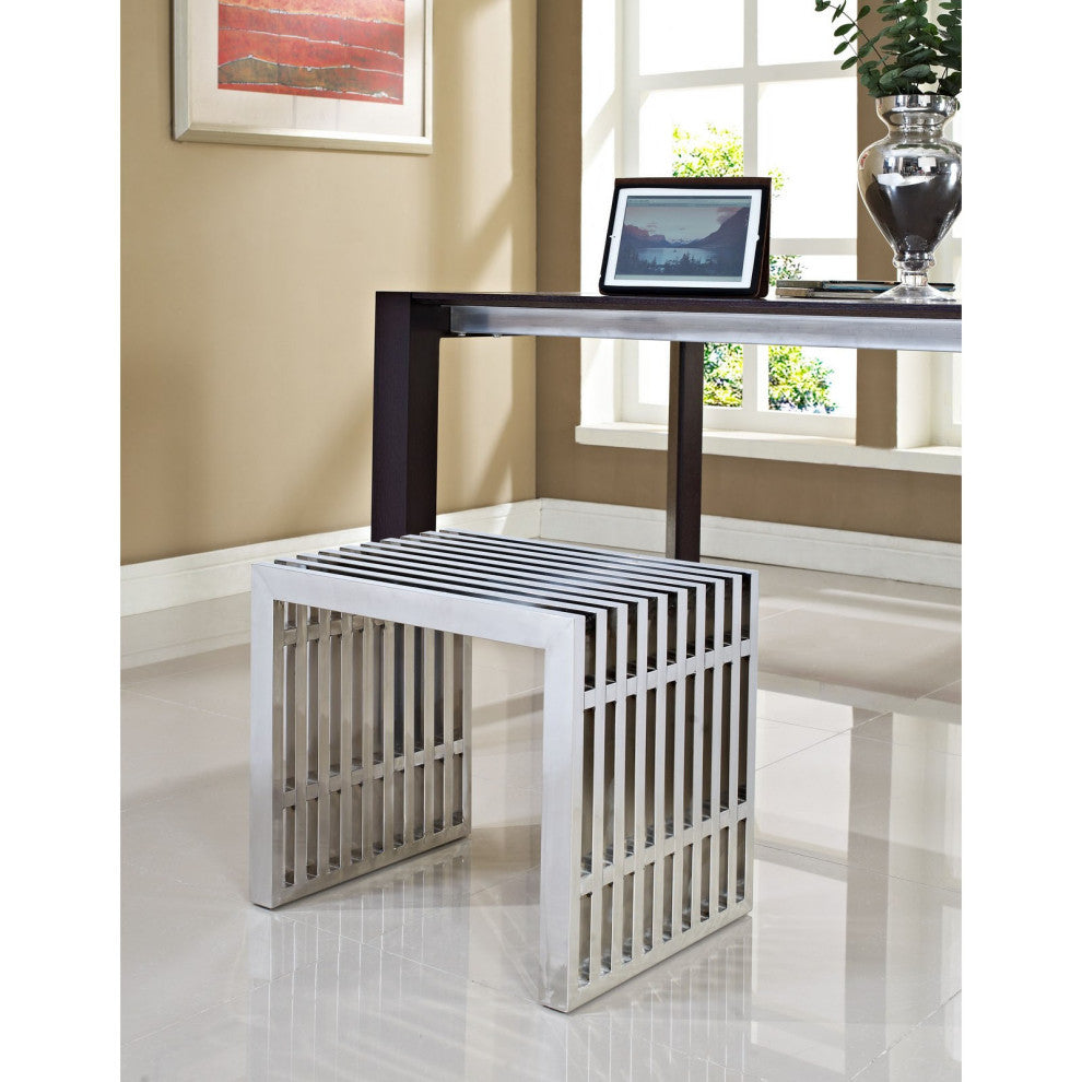 Gridiron Small Stainless Steel Bench, Silver